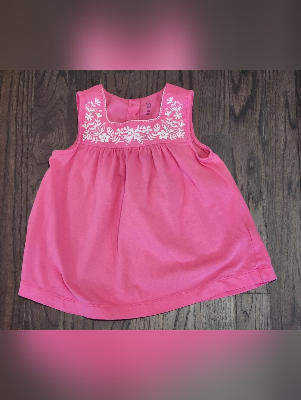 GAP Girls Top with White Floral Embroidery